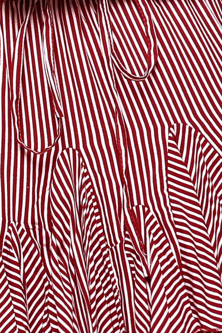 Robyn Pleated Striped Mini Skirt Burgundy
