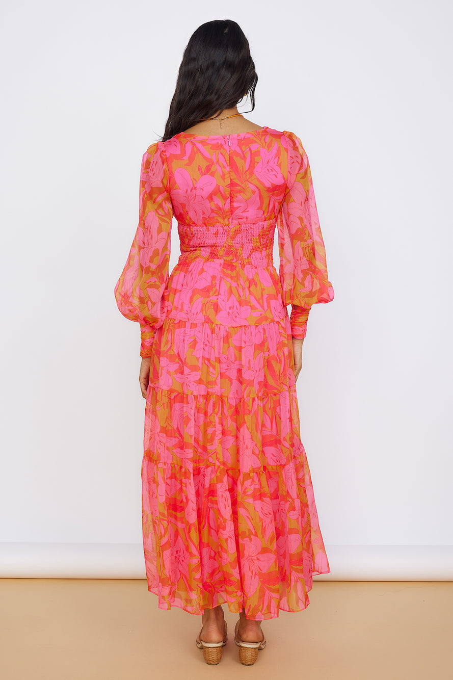 Raindrops Keep Falling Maxi Dress Pink