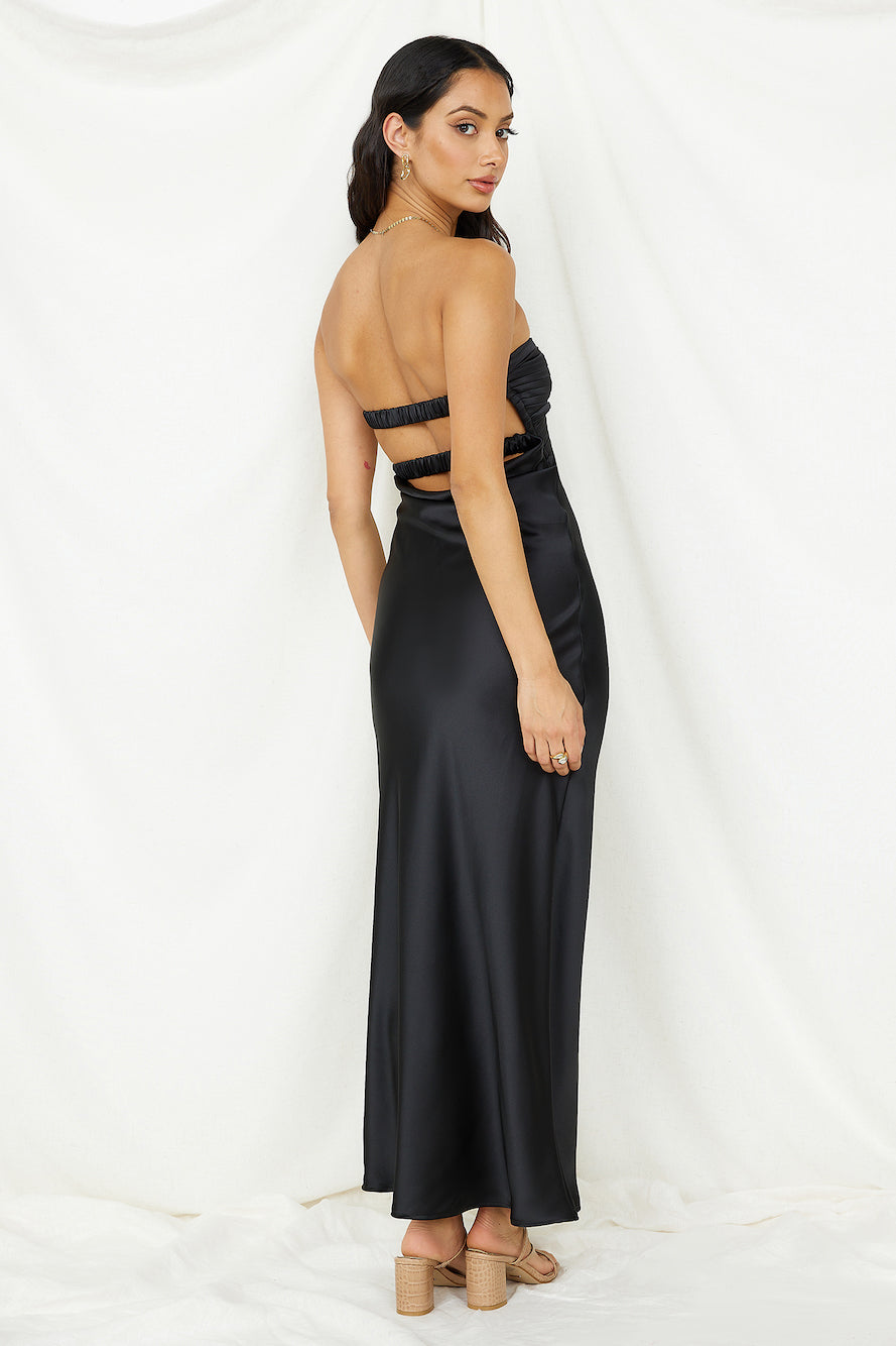 Laced With Gold Maxi Dress Black