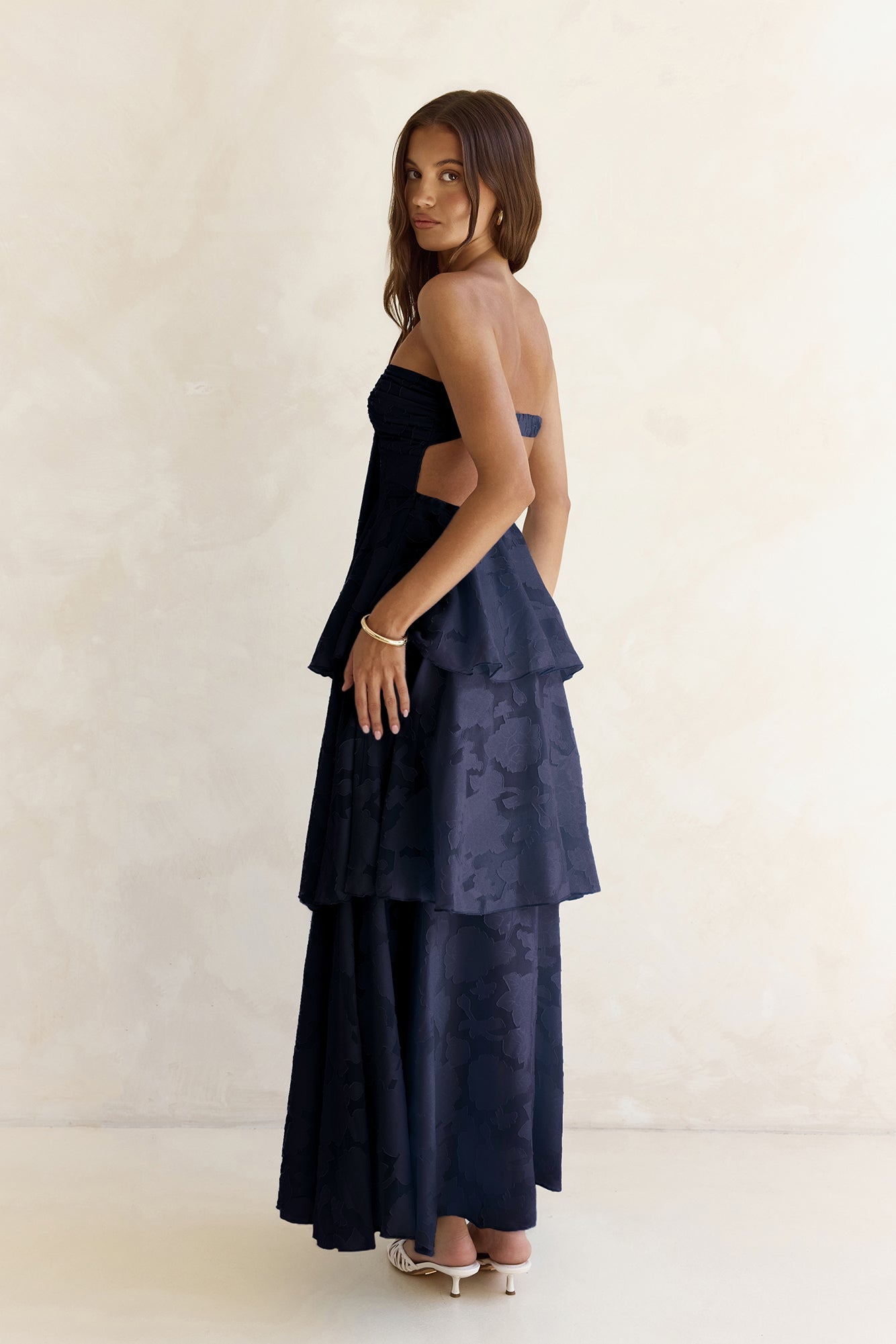 Know Your Heart Strapless Maxi Dress Navy