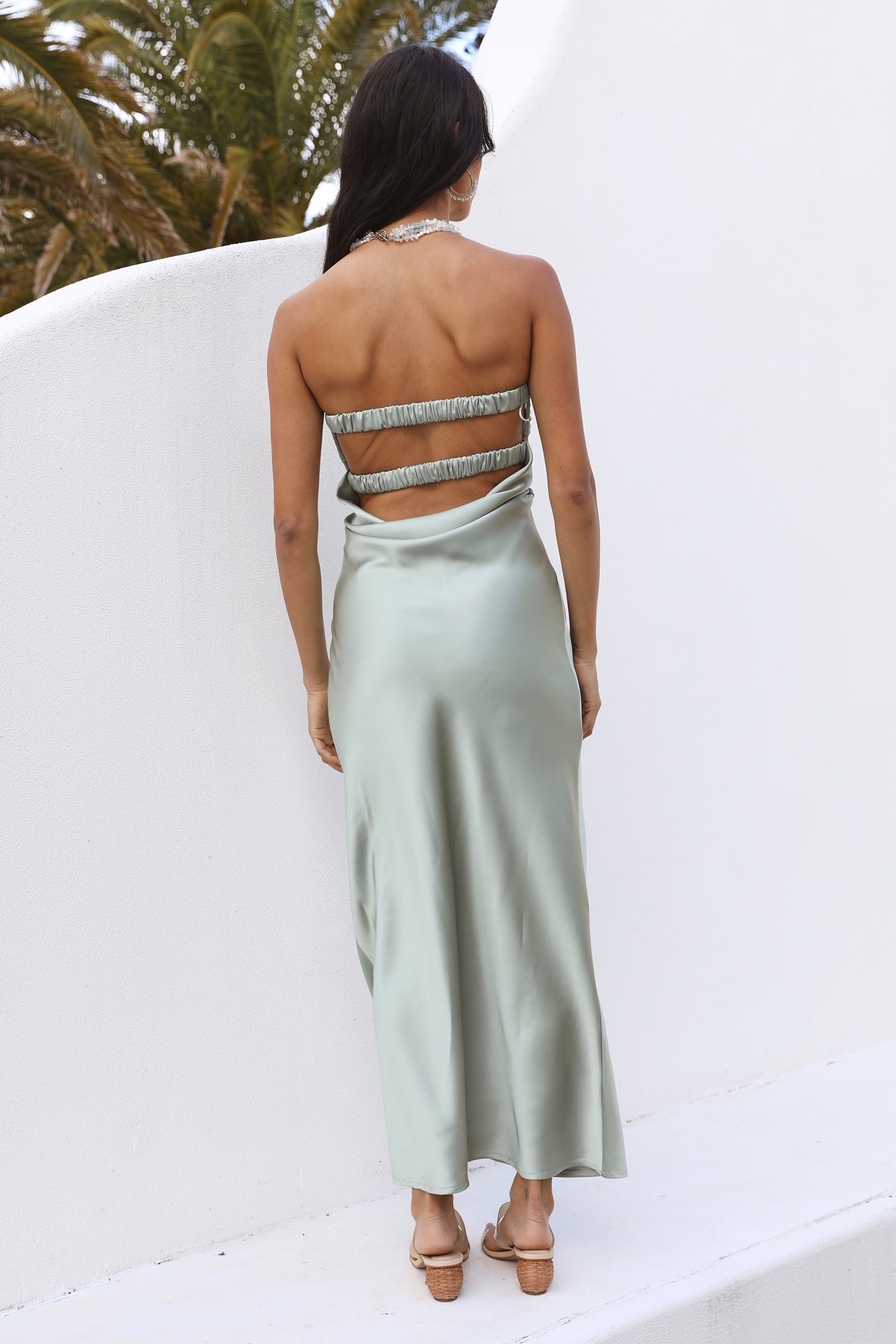 Laced With Gold Maxi Dress Sage
