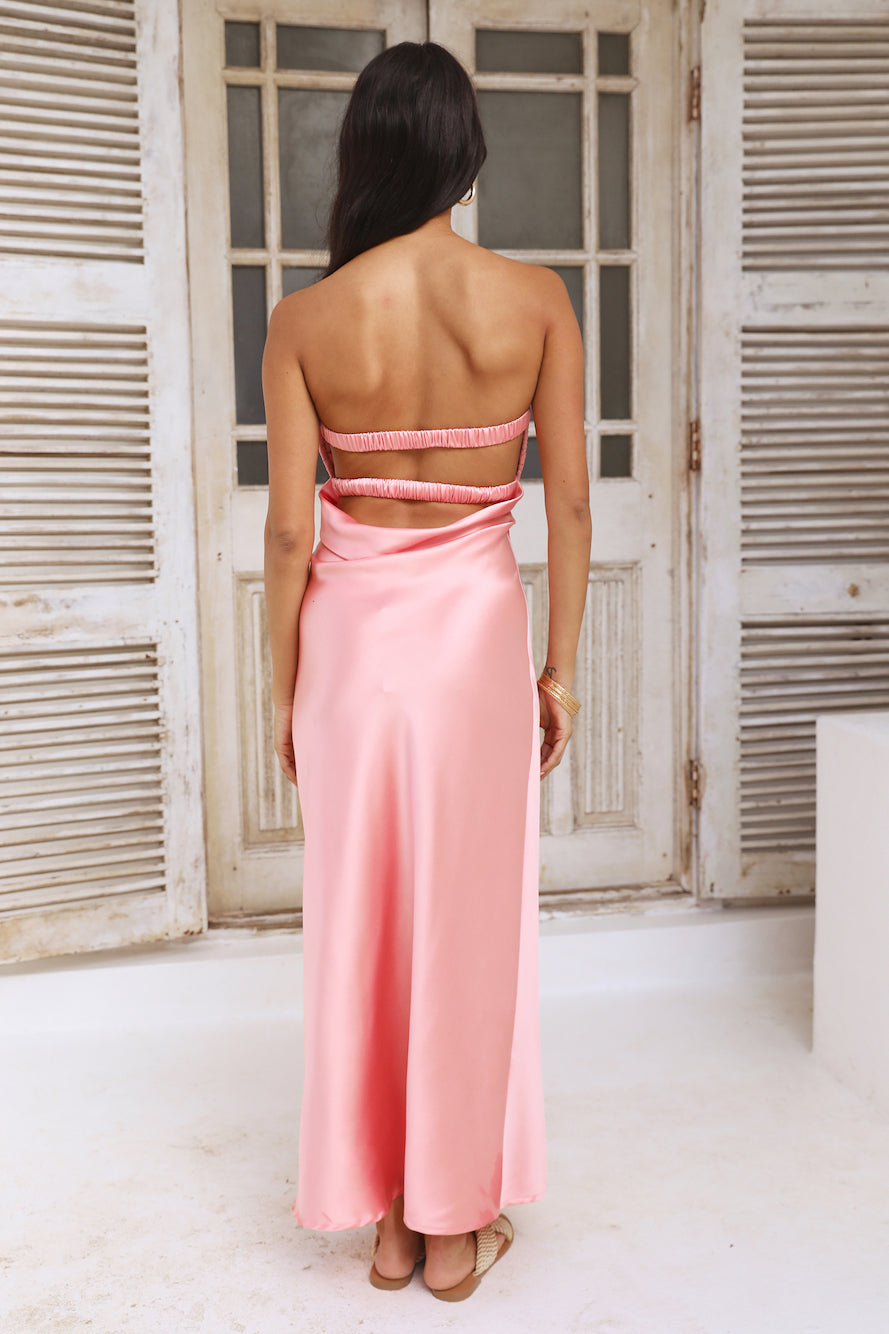 Laced With Gold Maxi Dress Rose