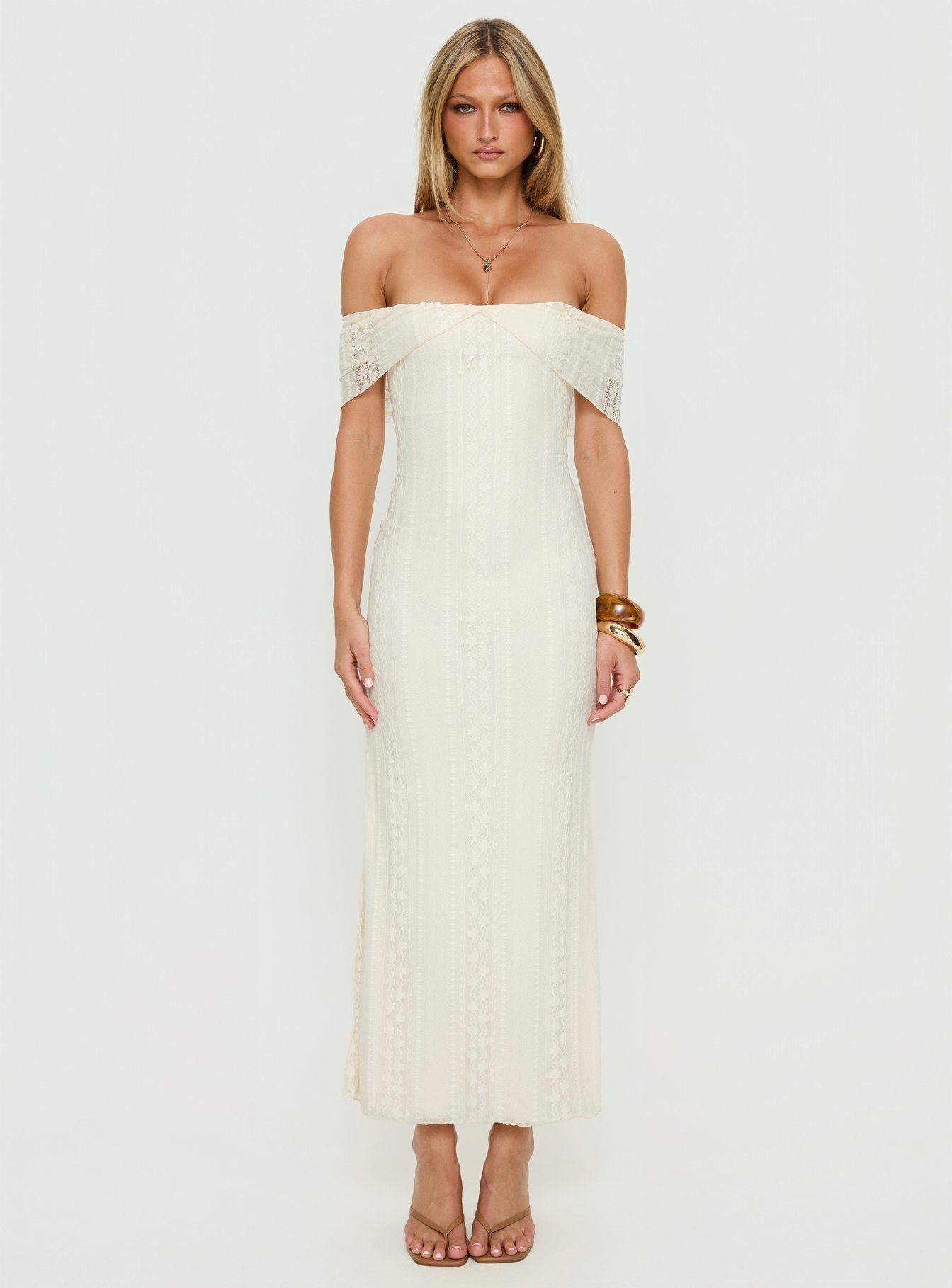 Ladonna Off Shoulder Maxi Dress Cream