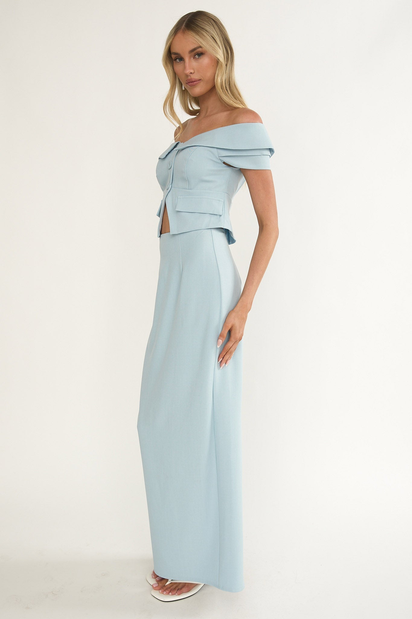 Maelie Column Maxi Skirt Blue