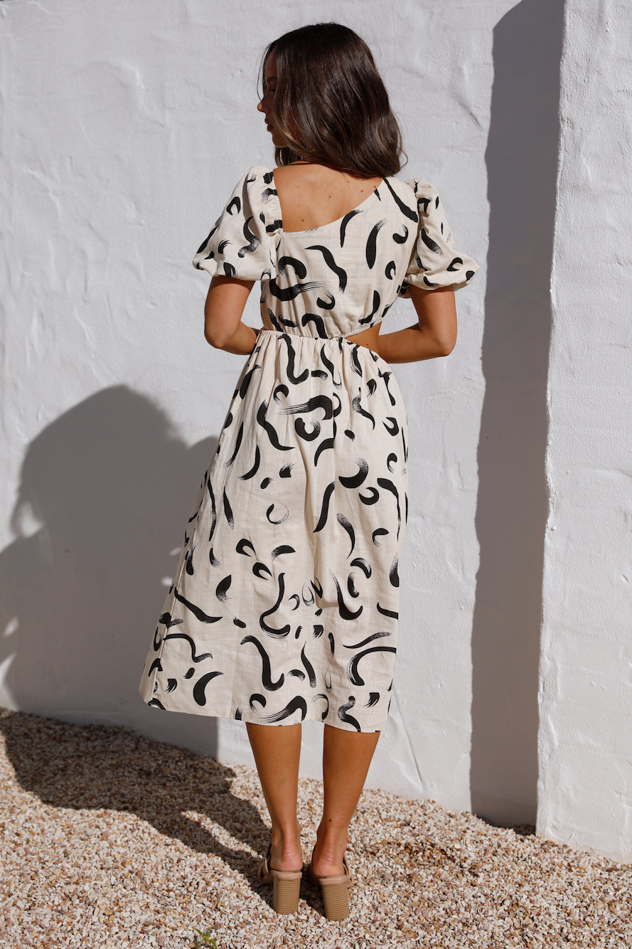 Pinnacle Moments Midi Dress Beige