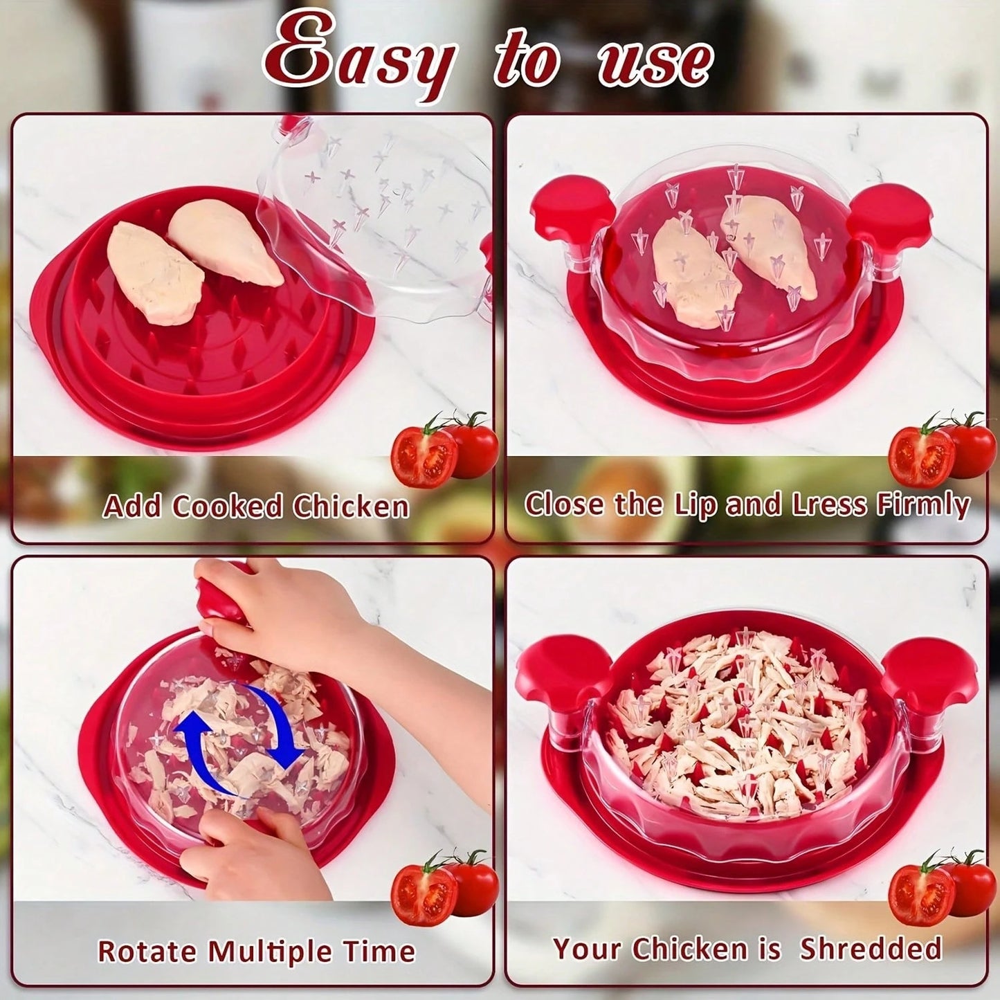 Chicken Shredder Large Chicken Breast Shredder Tool Twist With Anti-Slip Strip, Ergonomic Handle, Meat Shredder Tool Chicken Shredder Tool Twist With Heat Resistant Tong And Cleaning Brush