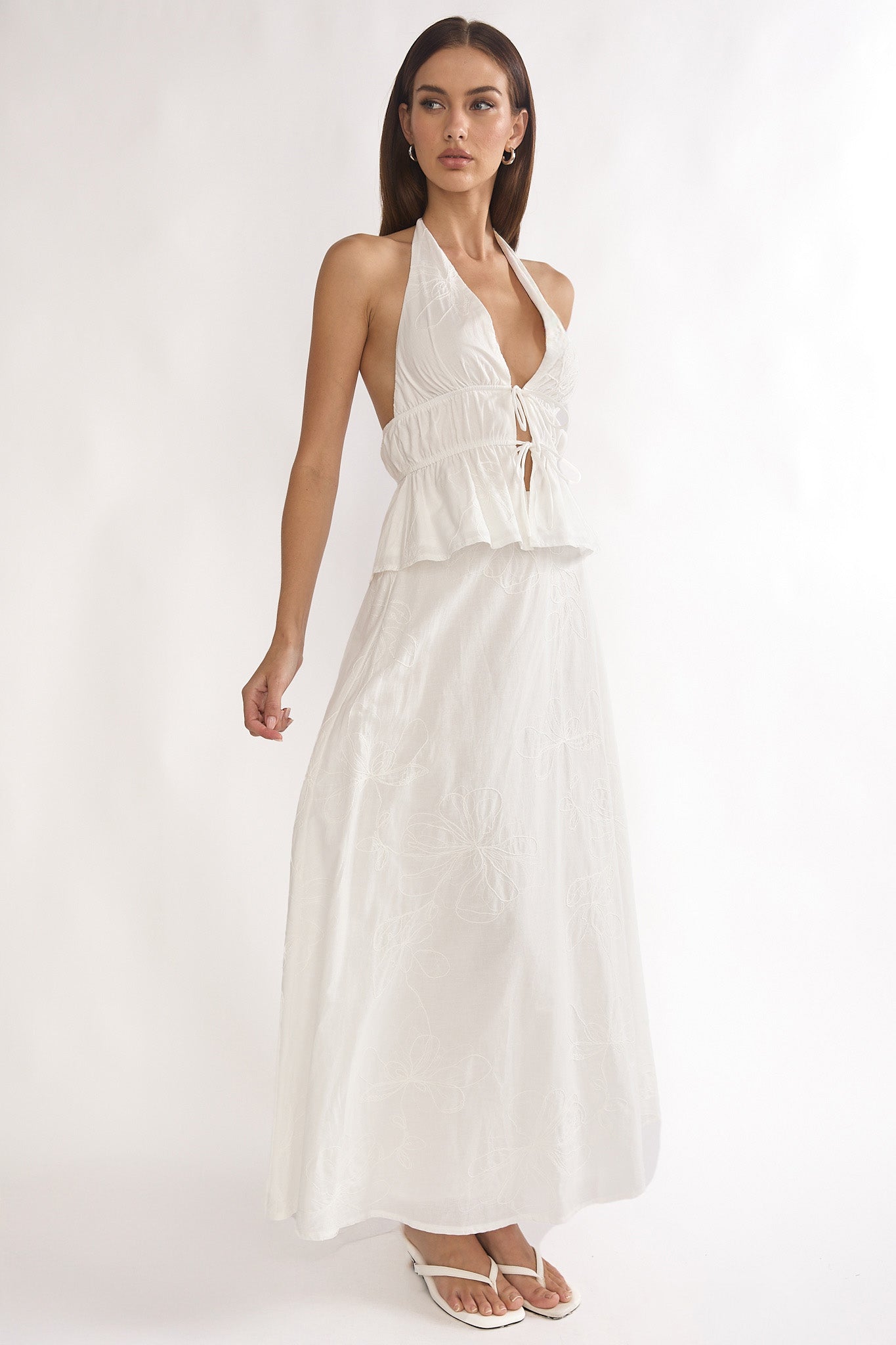Under The Moons A-Line Maxi Skirt White