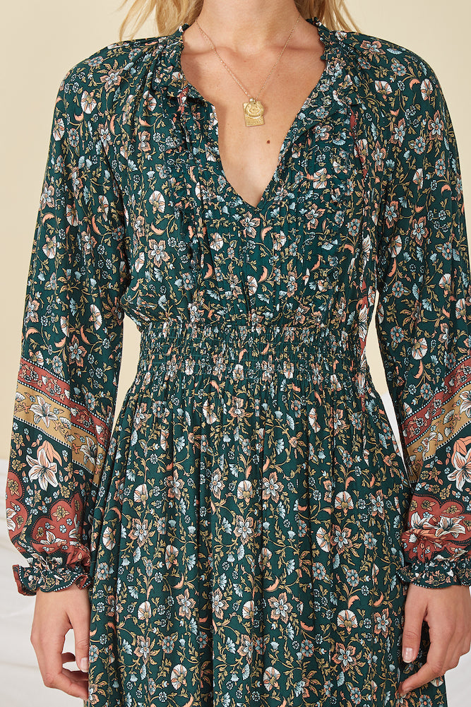Strange Trails Maxi Dress Forest Green