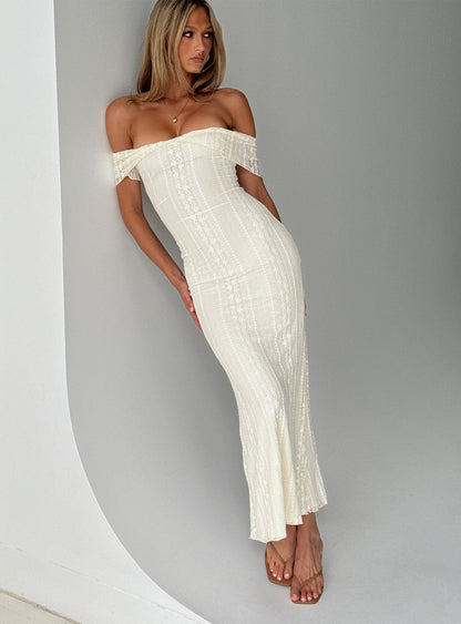 Ladonna Off Shoulder Maxi Dress Cream