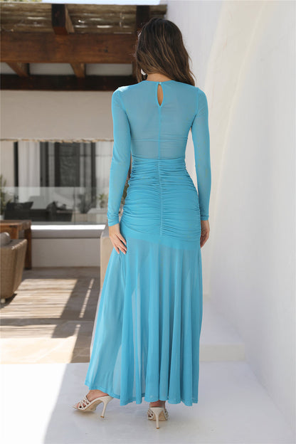 RUNAWAY THE LABEL Olivia Maxi Dress Cyan