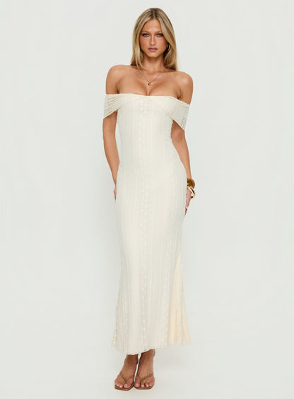 Ladonna Off Shoulder Maxi Dress Cream