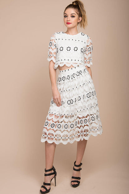 Gigi Crop Top and Skirt White