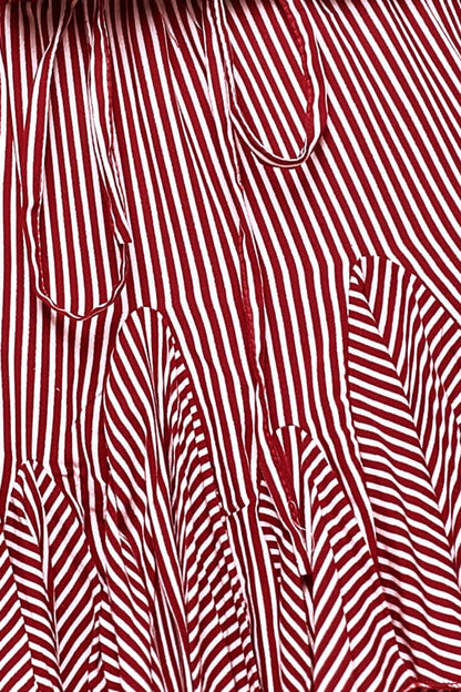 Robyn Pleated Striped Mini Skirt Burgundy