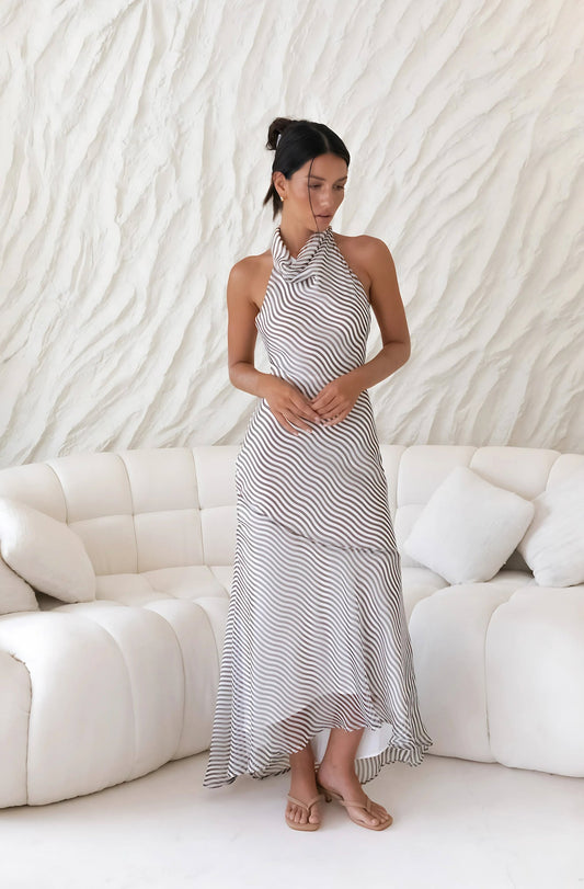 Tidal Wave Maxi Dress Brown