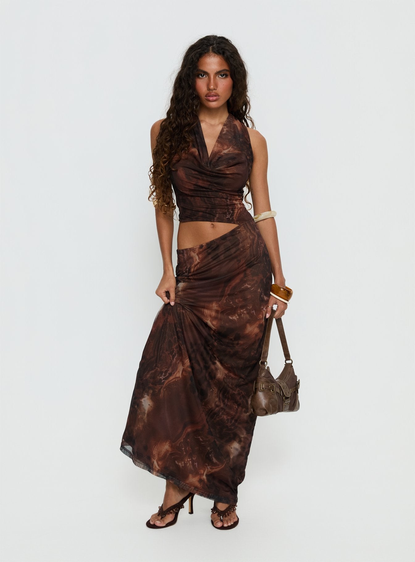 Livara Cowl Cut Out Maxi Dress Multi