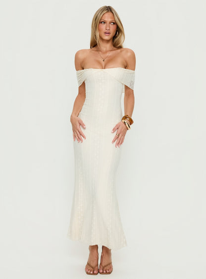Ladonna Off Shoulder Maxi Dress Cream