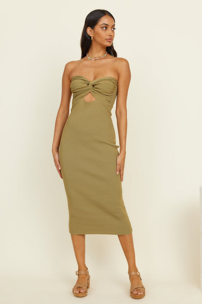 SNDYS Maia Midi Dress Khaki