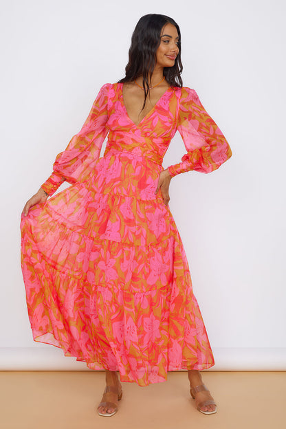 Raindrops Keep Falling Maxi Dress Pink