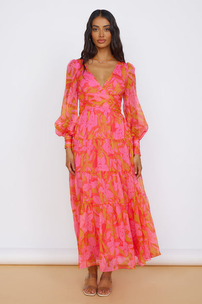 Raindrops Keep Falling Maxi Dress Pink