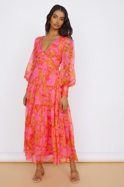 Raindrops Keep Falling Maxi Dress Pink