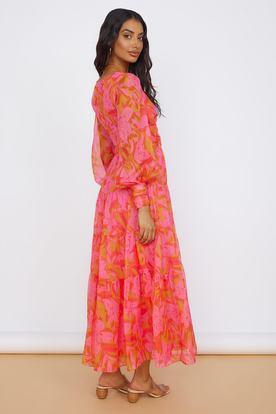 Raindrops Keep Falling Maxi Dress Pink