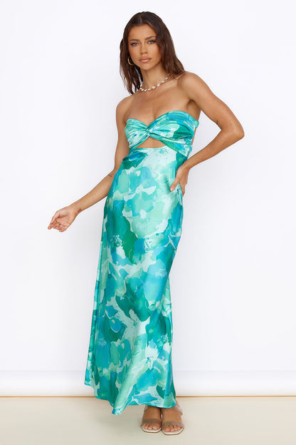 Time Stops Maxi Dress Green