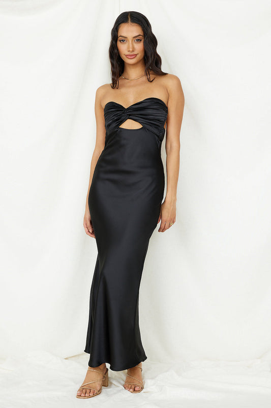 Laced With Gold Maxi Dress Black
