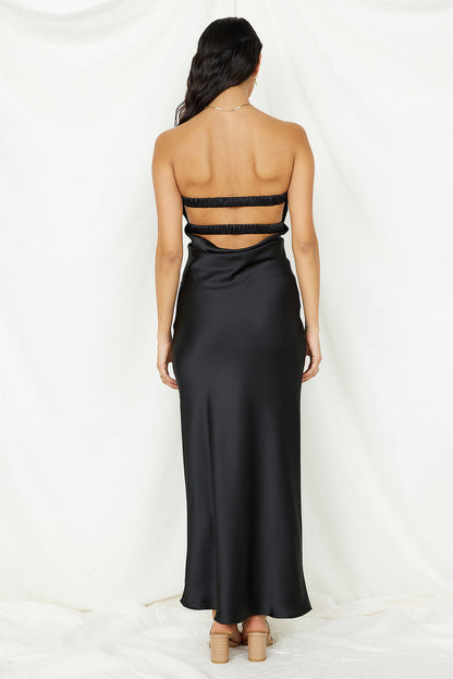 Laced With Gold Maxi Dress Black