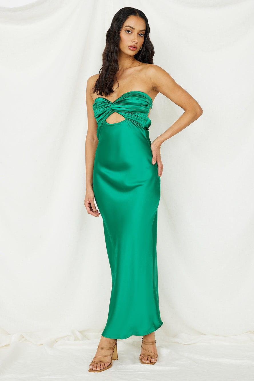 Laced With Gold Maxi Dress Green
