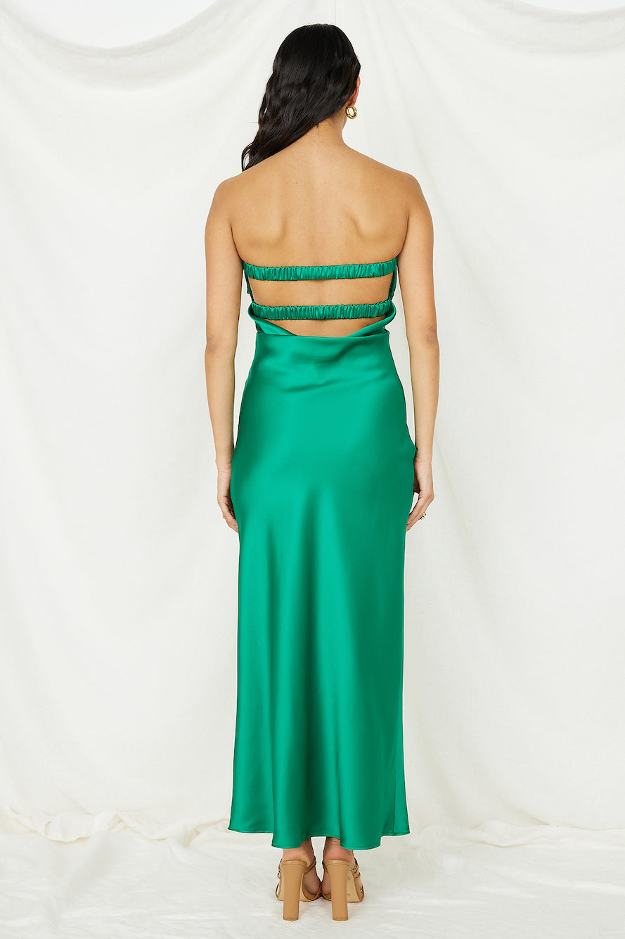Laced With Gold Maxi Dress Green
