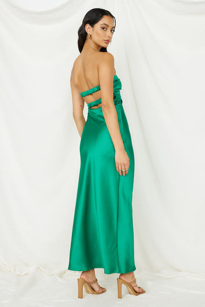 Laced With Gold Maxi Dress Green