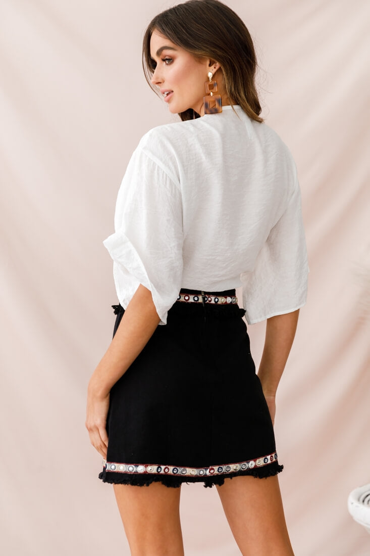 Inca Embellished Skirt Black