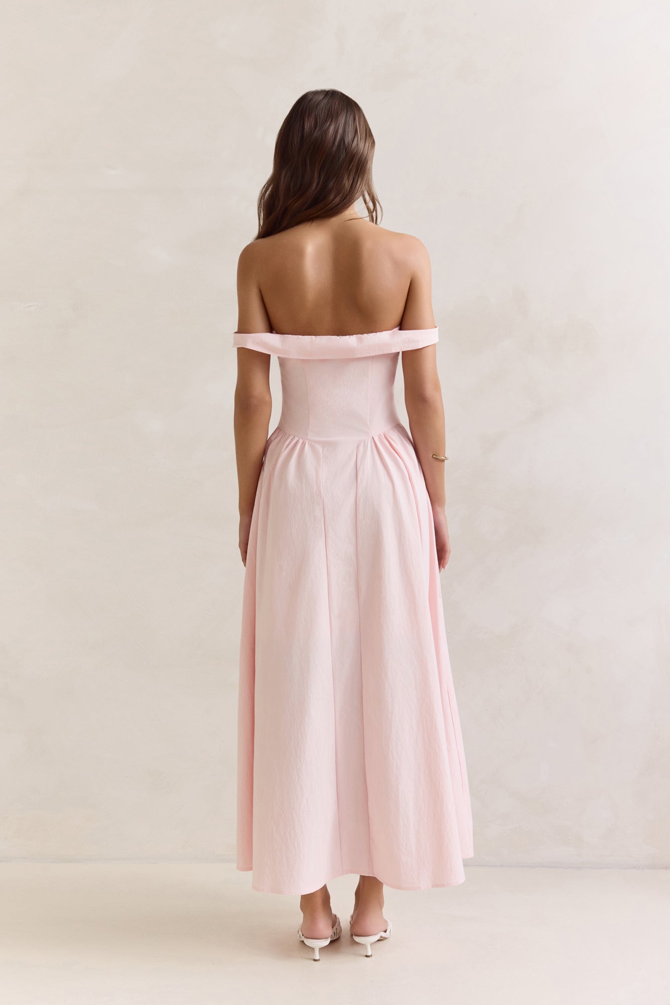 Memory Of Fate Off Shoulder Maxi Dress Pink
