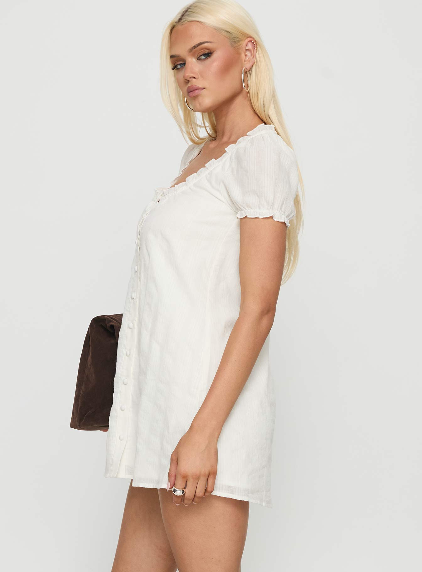 Ofilia Frill Babydoll Mini Dress White