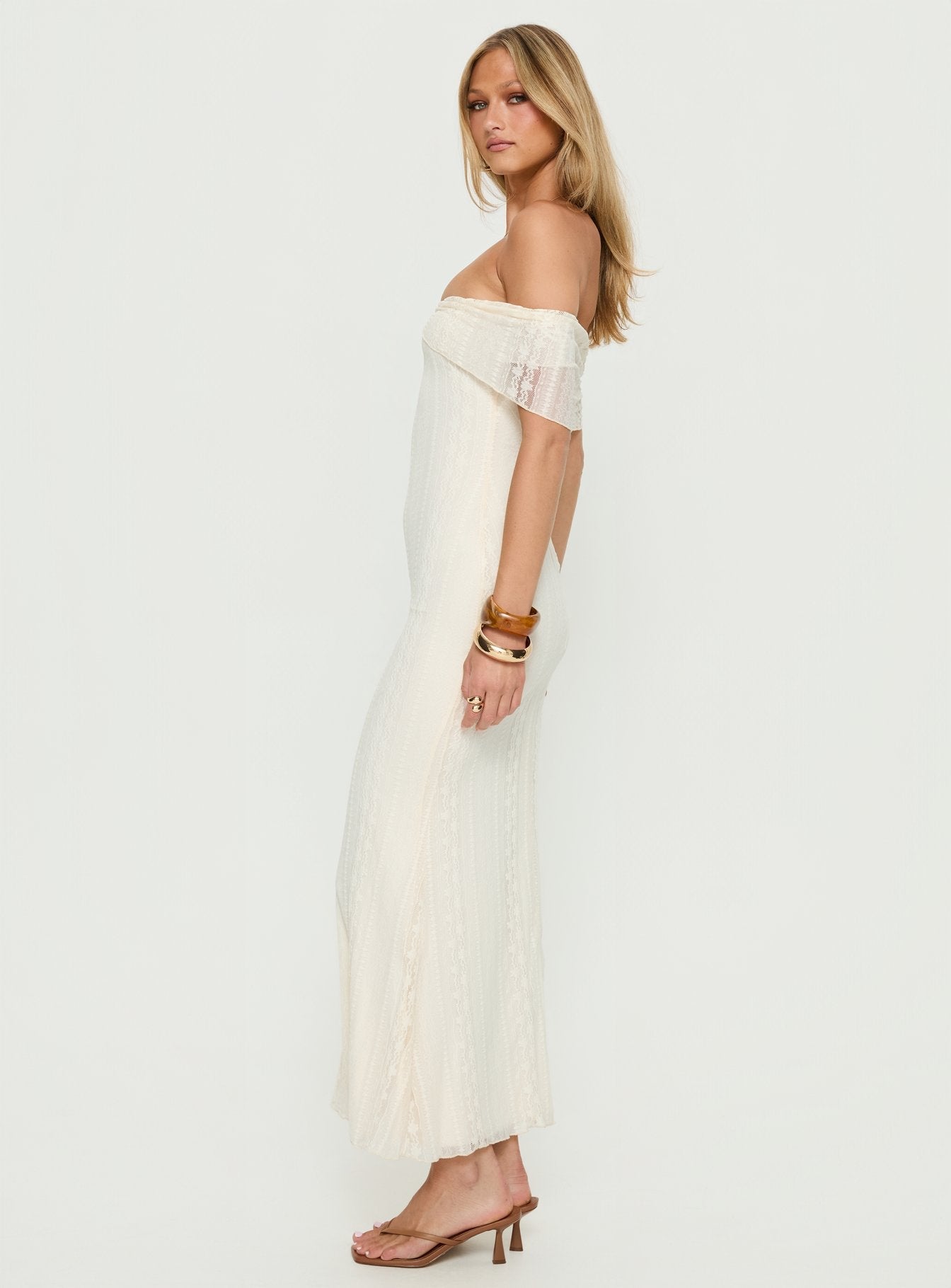 Ladonna Off Shoulder Maxi Dress Cream