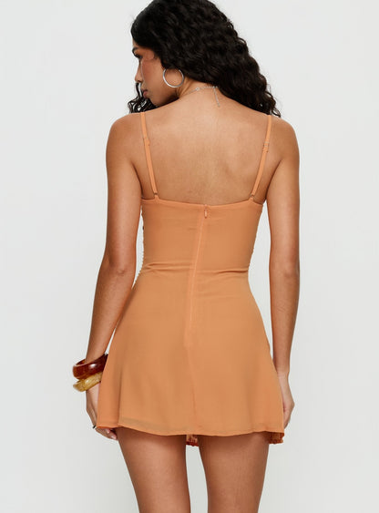 Melodee Beaded Mini Dress Orange