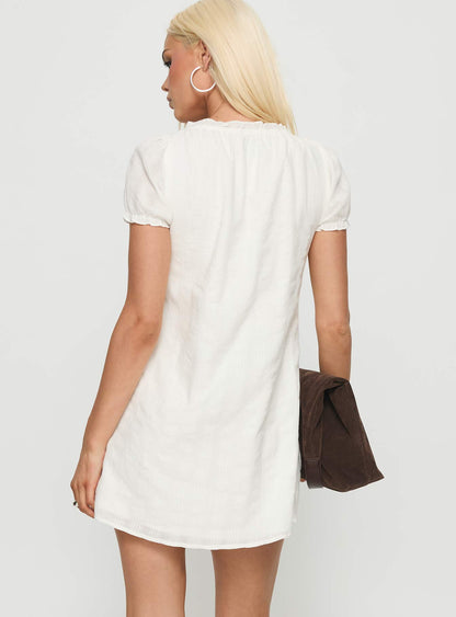 Ofilia Frill Babydoll Mini Dress White