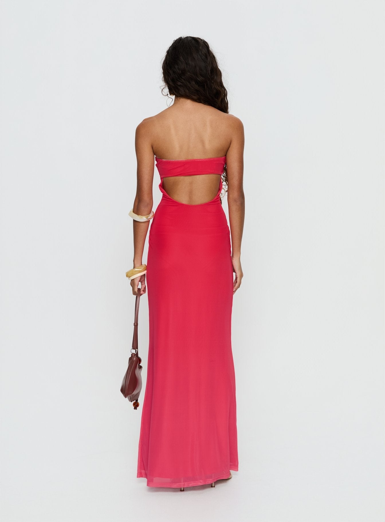 Jesemma Strapless Maxi Dress Hot Pink