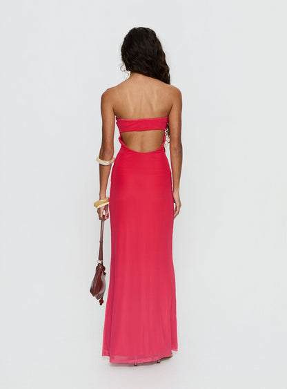 Jesemma Strapless Maxi Dress Hot Pink