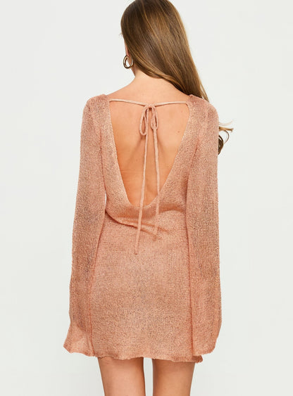 Saidee Long Sleeve Knit Mini Dress Orange