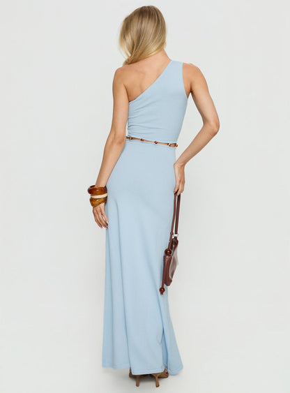 Elianora Asymmetrical Beaded Maxi Dress Blue