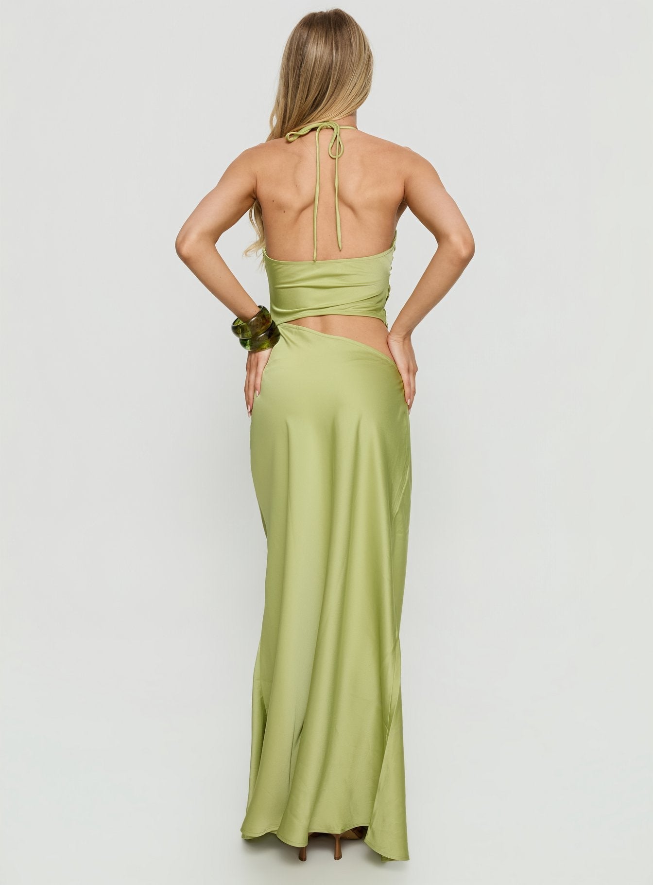 Morissa Halter Cut Out Maxi Dress Green