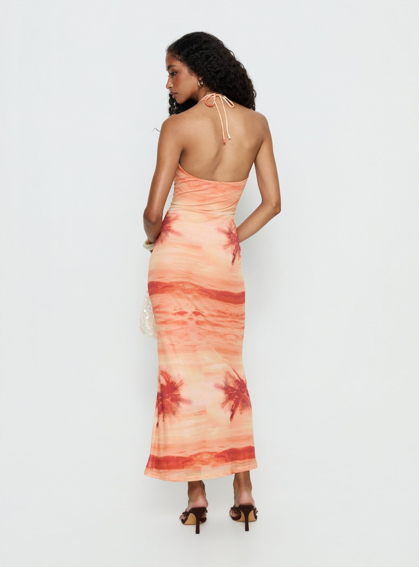 Jazina Keyhole Maxi Dress Orange Multi
