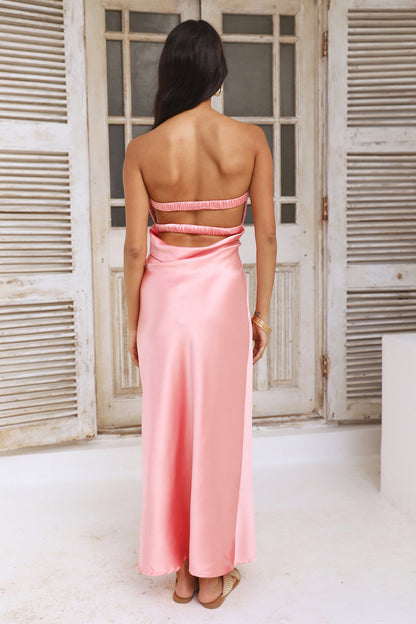 Laced With Gold Maxi Dress Rose