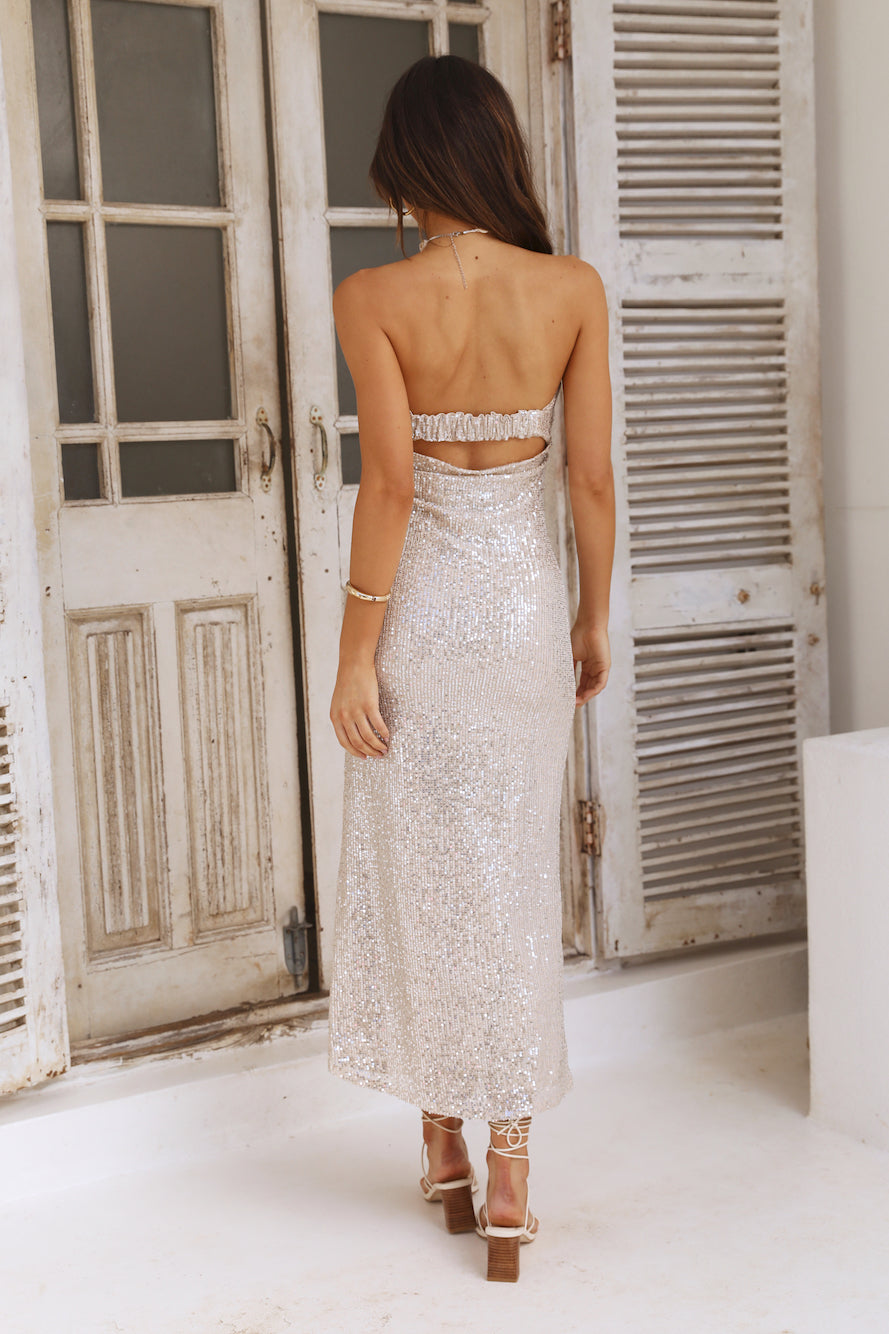 Gallery Maxi Dress Beige Sequin