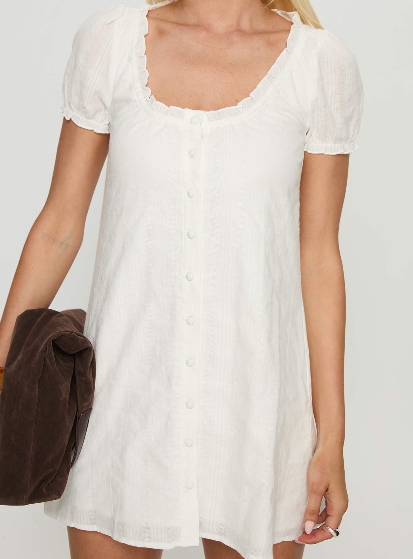 Ofilia Frill Babydoll Mini Dress White