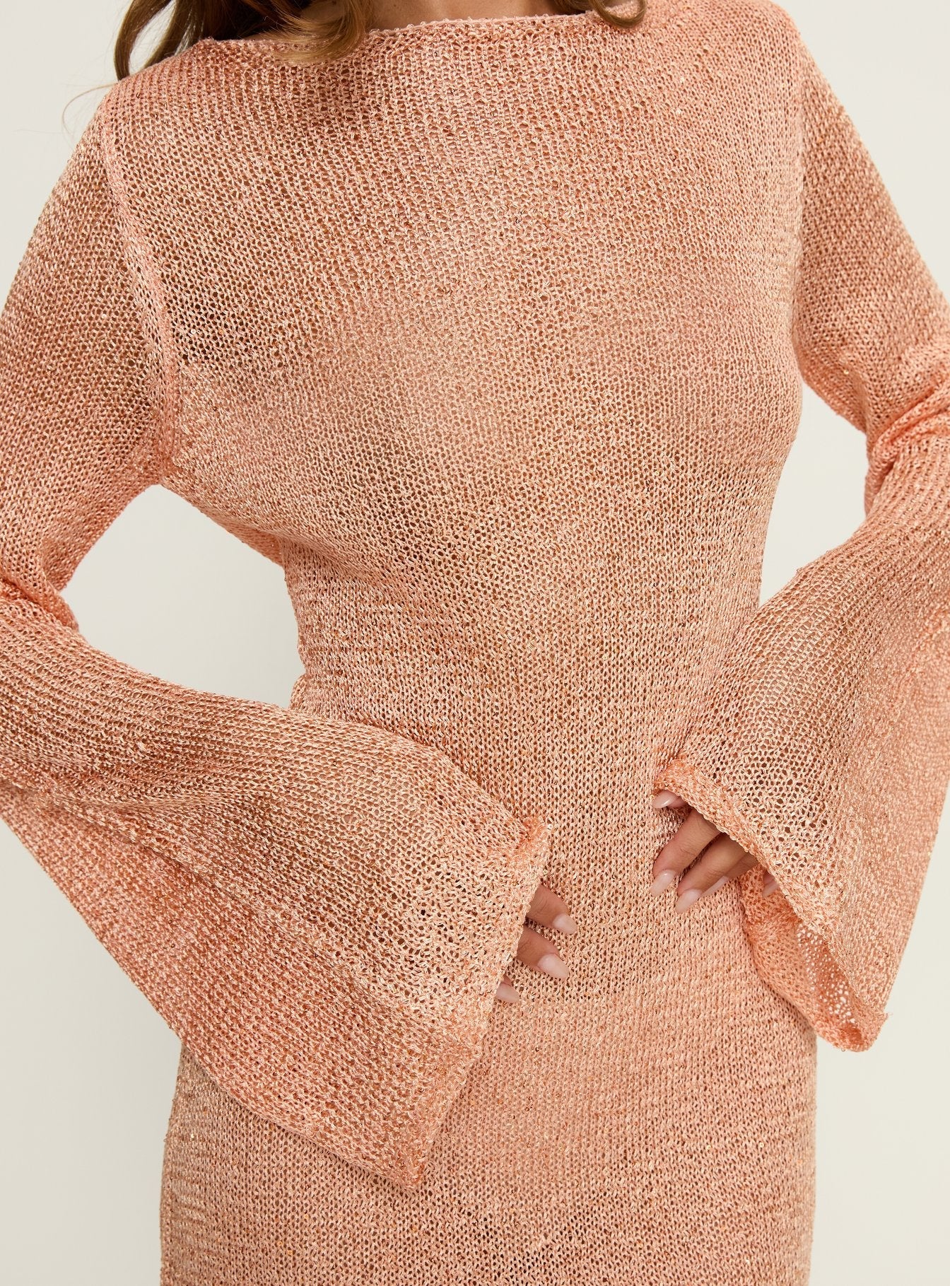 Saidee Long Sleeve Knit Mini Dress Orange