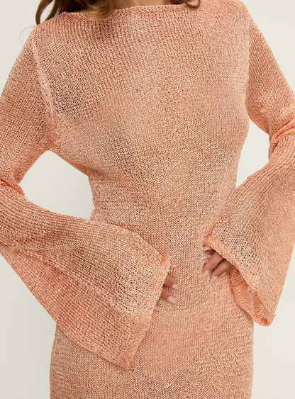 Saidee Long Sleeve Knit Mini Dress Orange