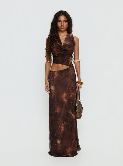 Livara Cowl Cut Out Maxi Dress Multi