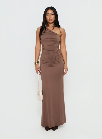 Britani One Shoulder Maxi Dress Mocha